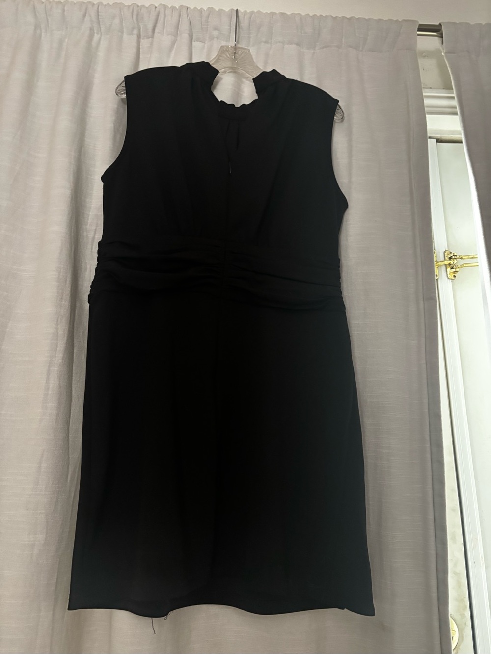 Nicole Miller Black Sleeveless Ruched-Waist Dress